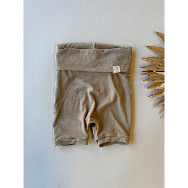 Fold Over Shorties | Almond | Luxury Bamboo 0-3M